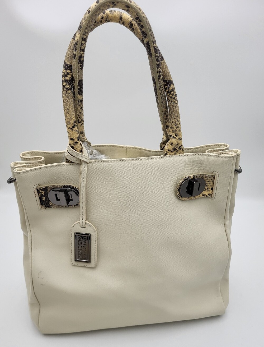 Badgley Mischka Cream With Snakeskin Accents